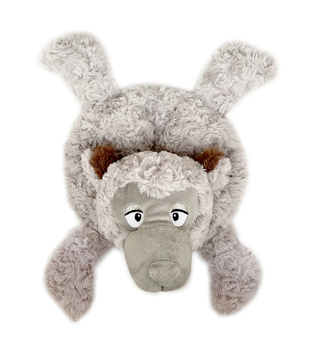 Plush Grey Wolf Dog Toy with Round Ring Body