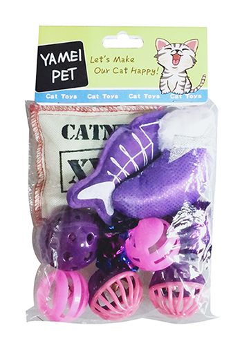 Plush & Catnip Toy Combo Set with Stuffed Mice & Fish for Indoor Cats