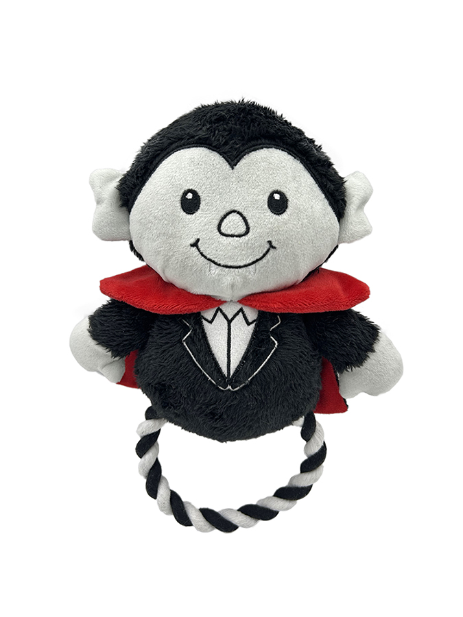 1 (1) Halloween Vampire Plush Dog Toy with Twisted Cotton Rope Ring