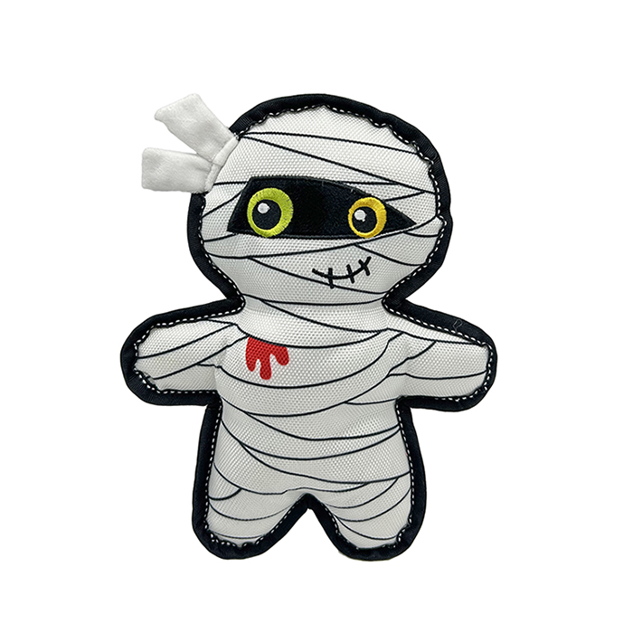 Durable Canvas Mummy Halloween Dog Toy with Internal Squeaker