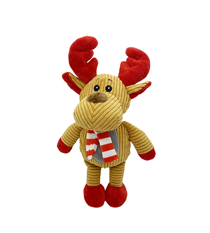 微信图片_20260828201251_3062_232 Christmas Corduroy Reindeer Plush Dog Toy Soft Squeaky Chew Toy