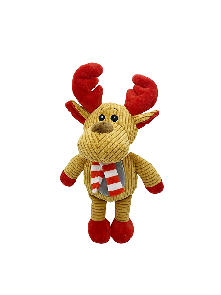 微信图片_20260828201251_3062_232 Christmas Corduroy Reindeer Plush Dog Toy Soft Squeaky Chew Toy