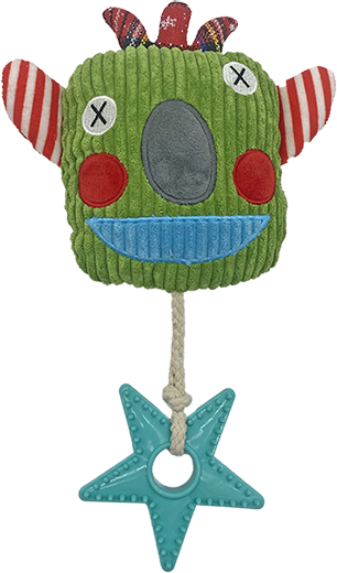 微信图片_20260828225847_3091_232 Christmas Green Monster Plush Dog Toy with Cotton Rope & Star Ring