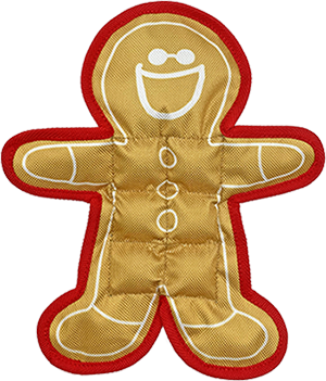 Gingerbread Man Plush Dog Toy with Heavy-Duty Edge Binding